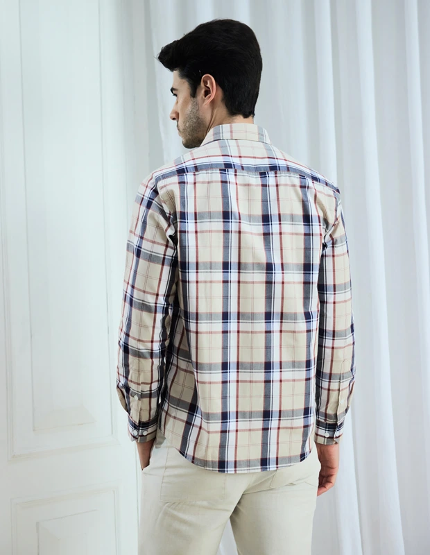 Lavender and Mocha Cotton Check Shirt